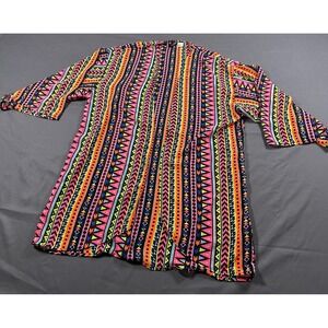 H&M Divided Neon Geometric Tribal Print Open Front Kimono Cardigan Womens XS